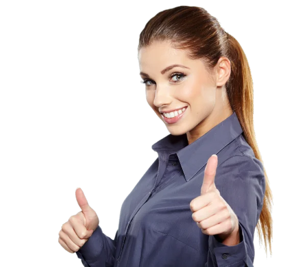 Mujer con pulgares hacia arriba