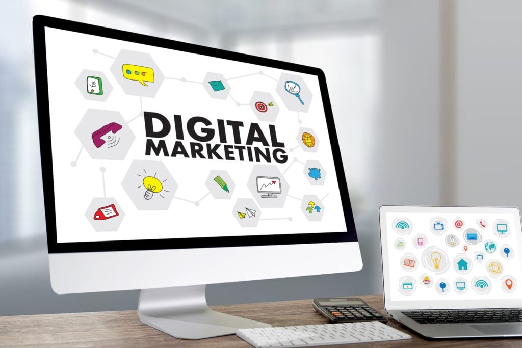 Pantalla con texto de Digital Marketing